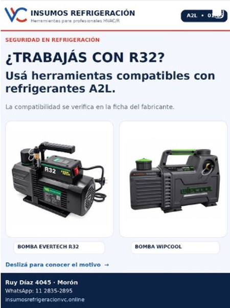 ¿Trabajás con R32? Herramientas compatibles para gases A2L