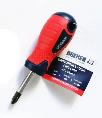 Destornillador Phillips Corto Ph2 X 38mm Imantado Bremen