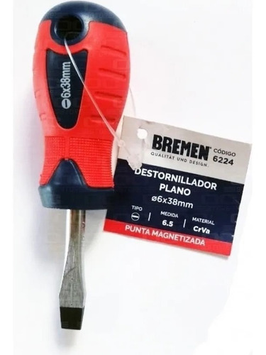 Destornillador Punta Imantada Plano 6 X 38mm Bremen