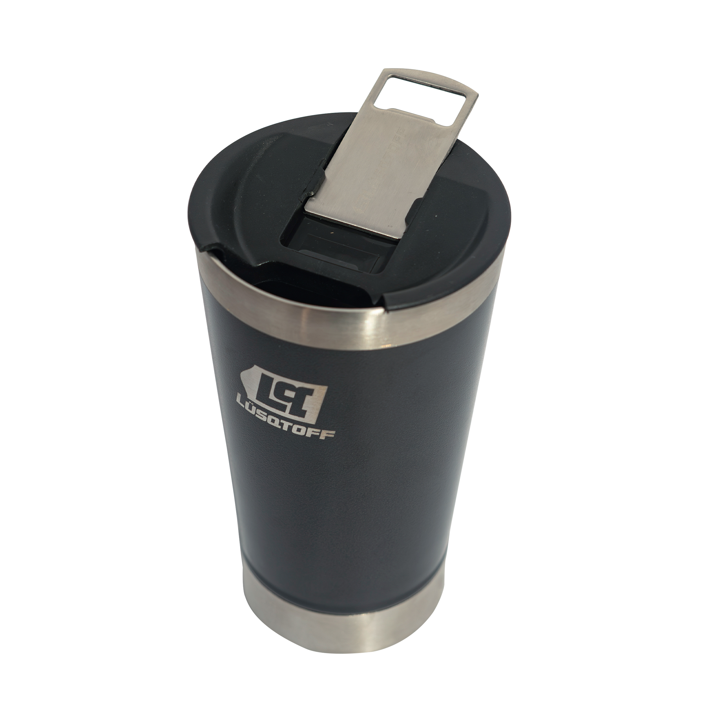 VASO CERVECERO CON TAPA 530 ML • NEGRO